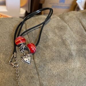 Strawberry Charm Necklace with Red Beads
